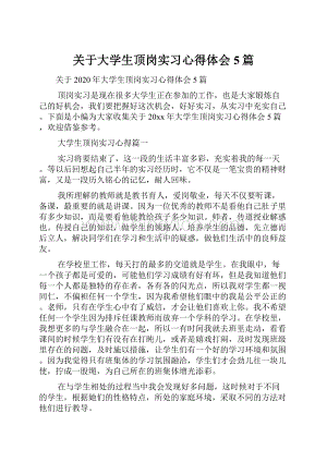 关于大学生顶岗实习心得体会5篇.docx