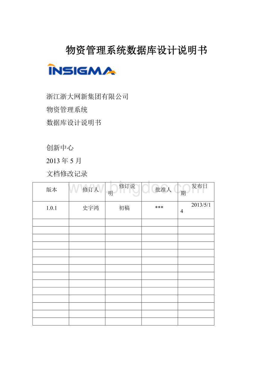 物资管理系统数据库设计说明书.docx