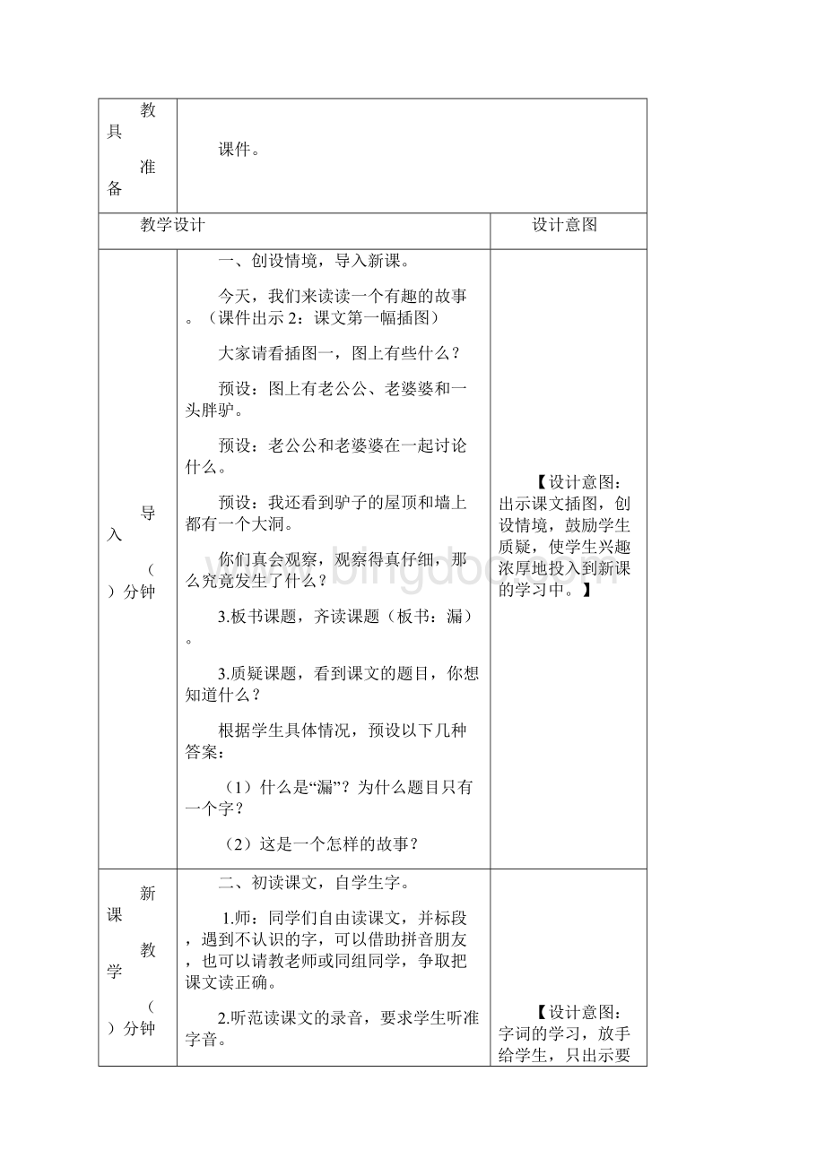 春部编人教版三年级语文下册表格式教案《27漏》教案+课时作业+教学反思+备课素材.docx_第2页