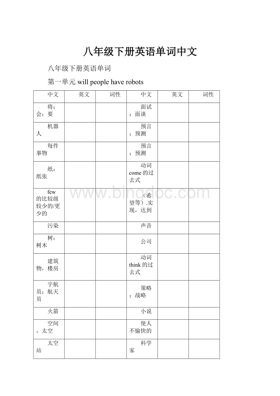 八年级下册英语单词中文.docx_第1页