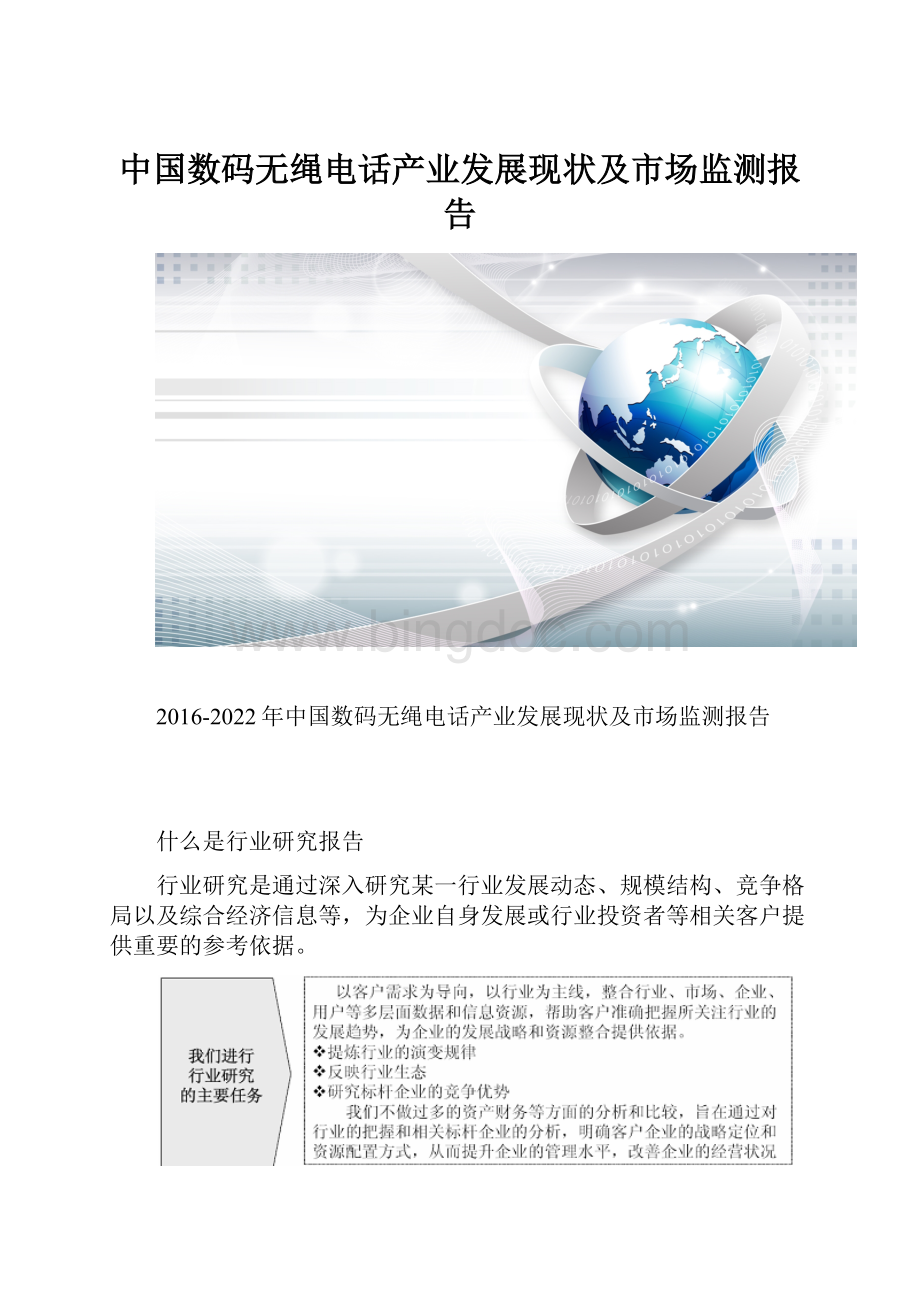 中国数码无绳电话产业发展现状及市场监测报告.docx_第1页