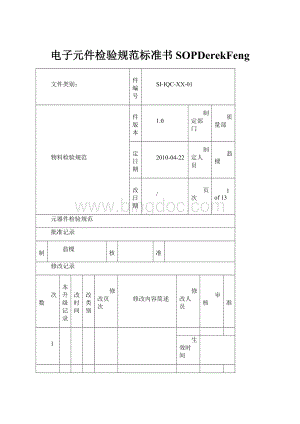 电子元件检验规范标准书SOPDerekFeng.docx