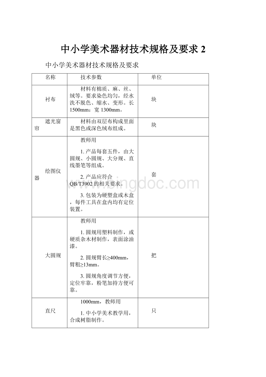 中小学美术器材技术规格及要求2.docx