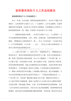 宣传委员岗位个人工作总结报告（共7页）4100字.docx