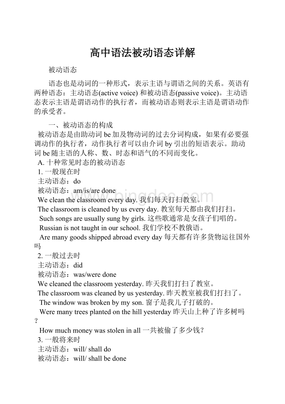 高中语法被动语态详解.docx_第1页