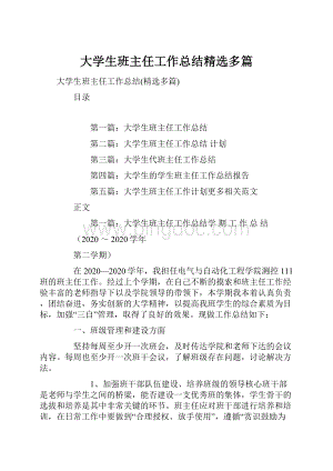 大学生班主任工作总结精选多篇.docx