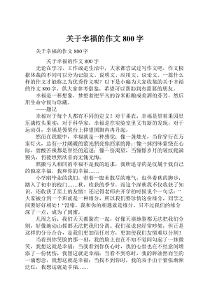 关于幸福的作文800字.docx