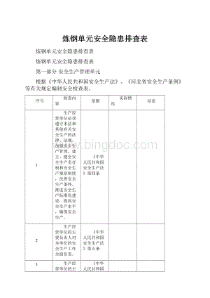 炼钢单元安全隐患排查表.docx