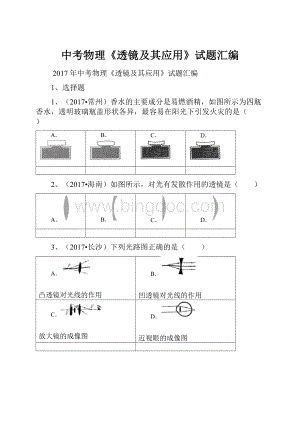 中考物理《透镜及其应用》试题汇编.docx