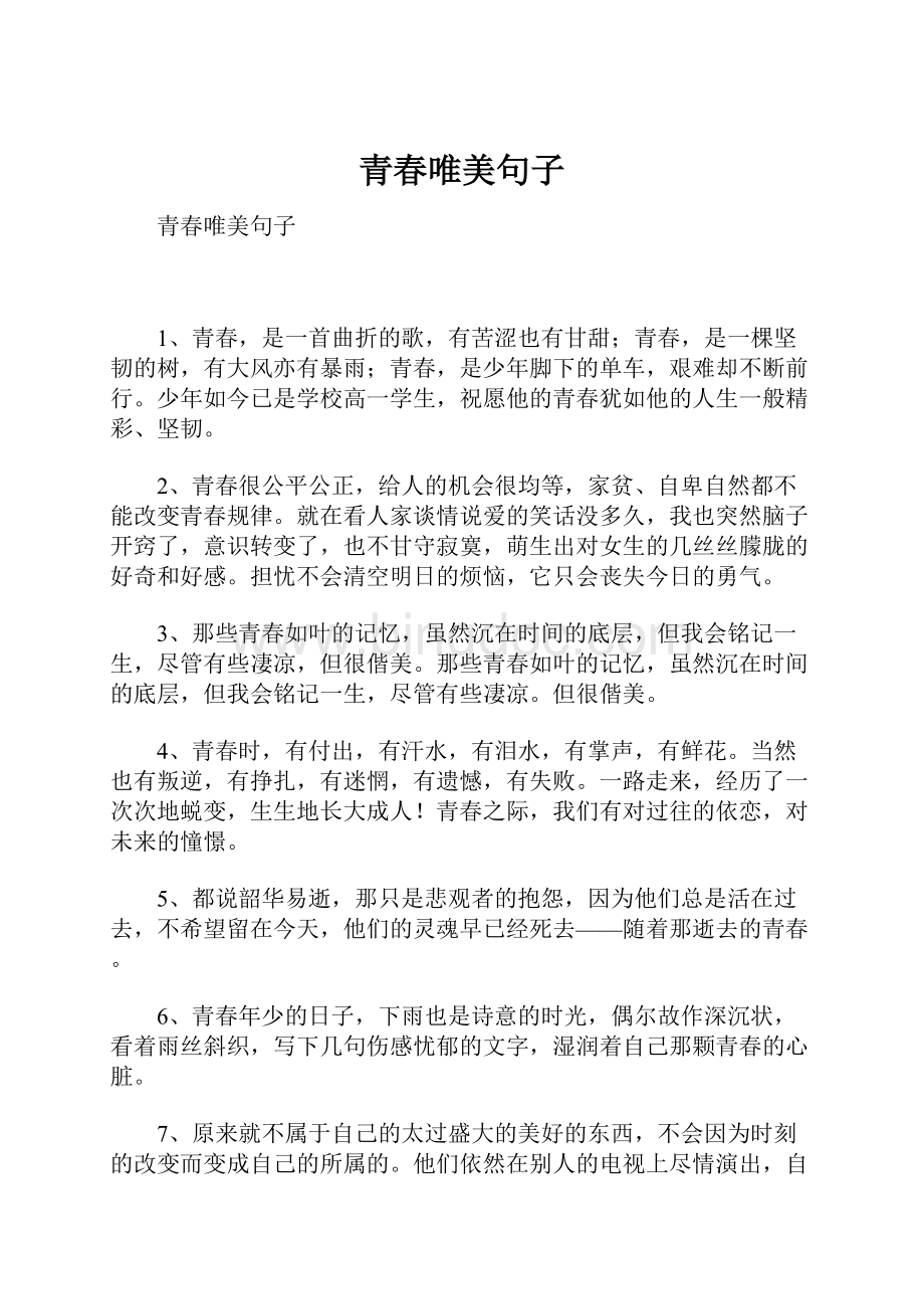 青春唯美句子.docx_第1页