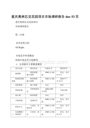 重庆奥林匹克花园项目市场调研报告doc 53页.docx