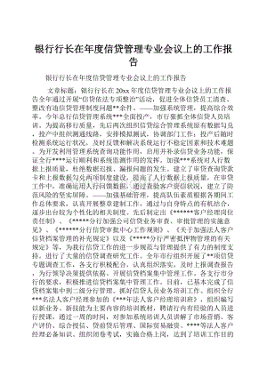 银行行长在年度信贷管理专业会议上的工作报告.docx