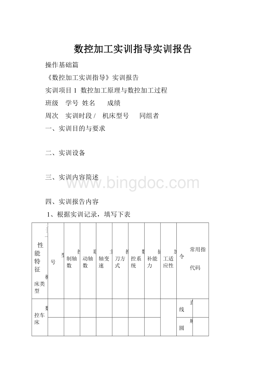 数控加工实训指导实训报告.docx