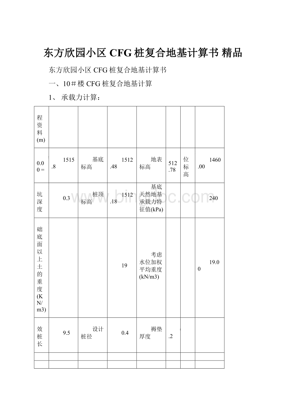 东方欣园小区CFG桩复合地基计算书 精品.docx_第1页