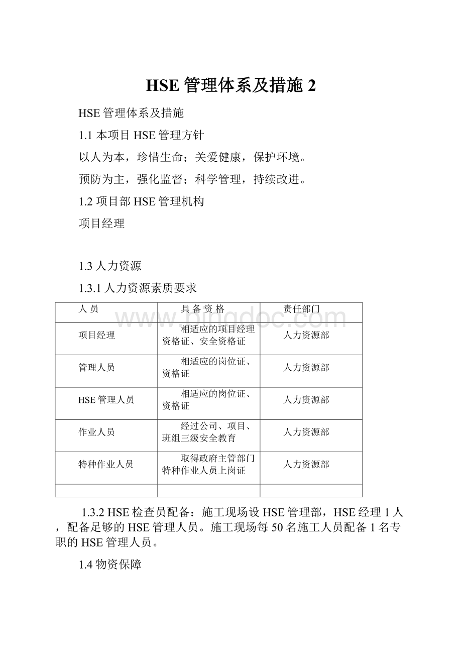 HSE管理体系及措施 2.docx_第1页