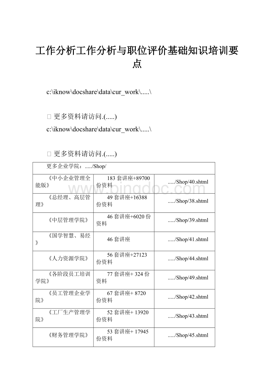 工作分析工作分析与职位评价基础知识培训要点.docx