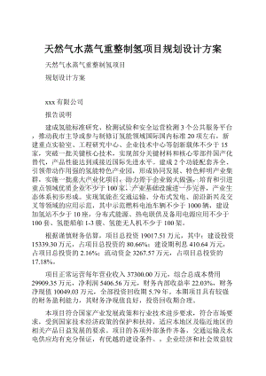 天然气水蒸气重整制氢项目规划设计方案.docx