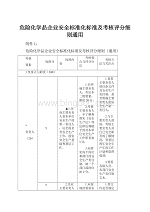 危险化学品企业安全标准化标准及考核评分细则通用.docx