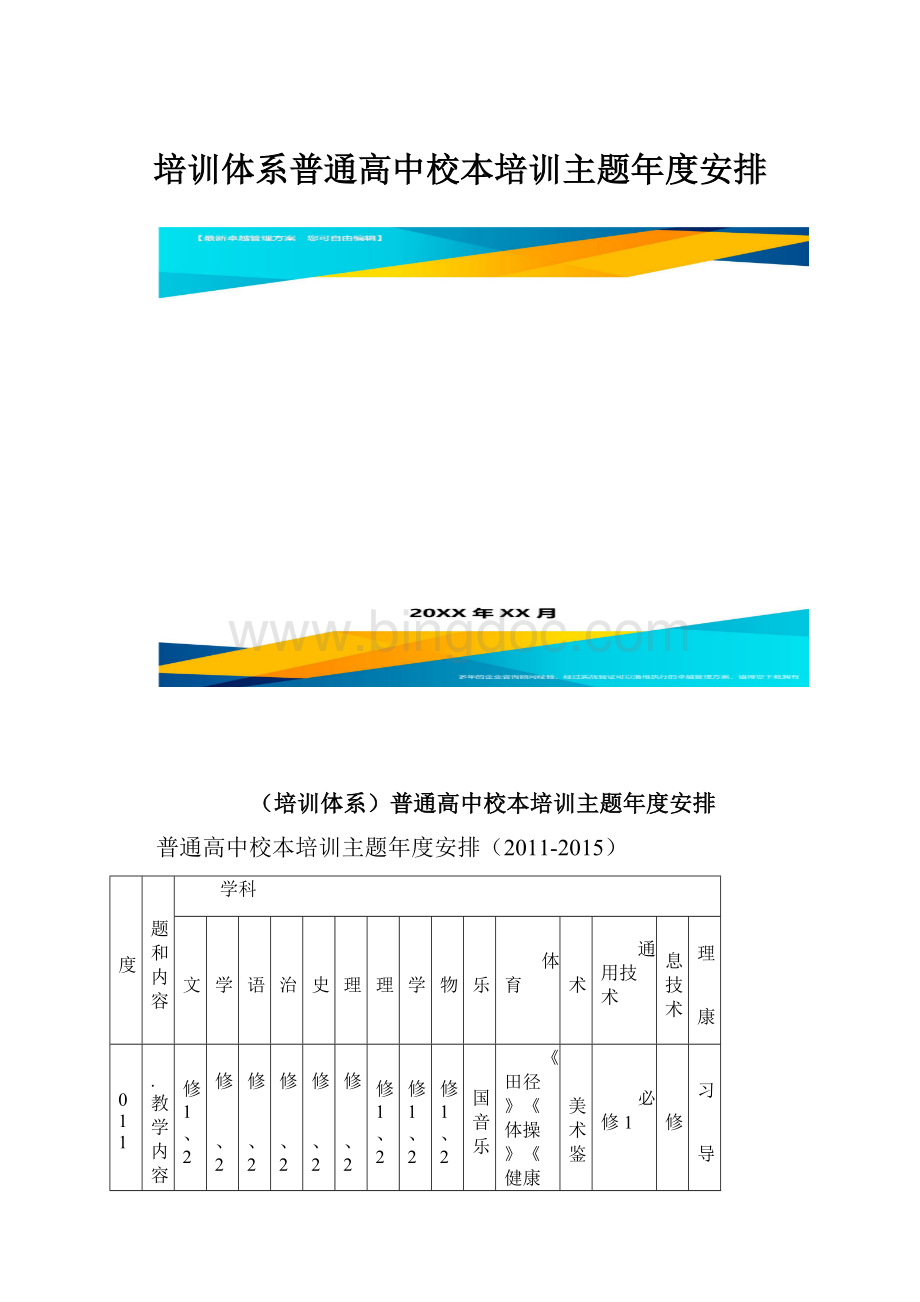 培训体系普通高中校本培训主题年度安排.docx_第1页