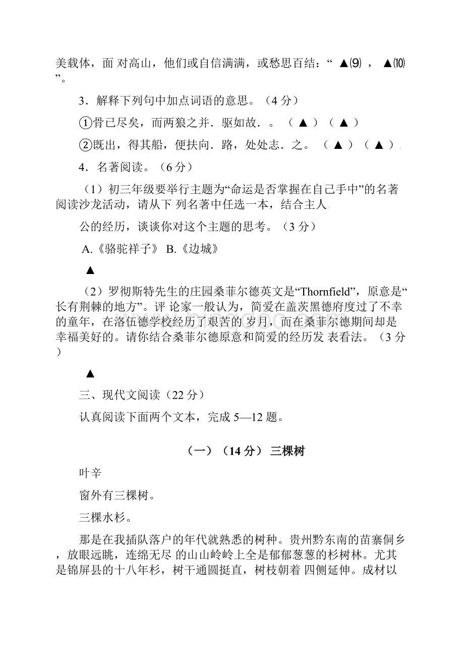 浙江省兰溪市九年级语文升学考试适应性试题卷.docx_第2页