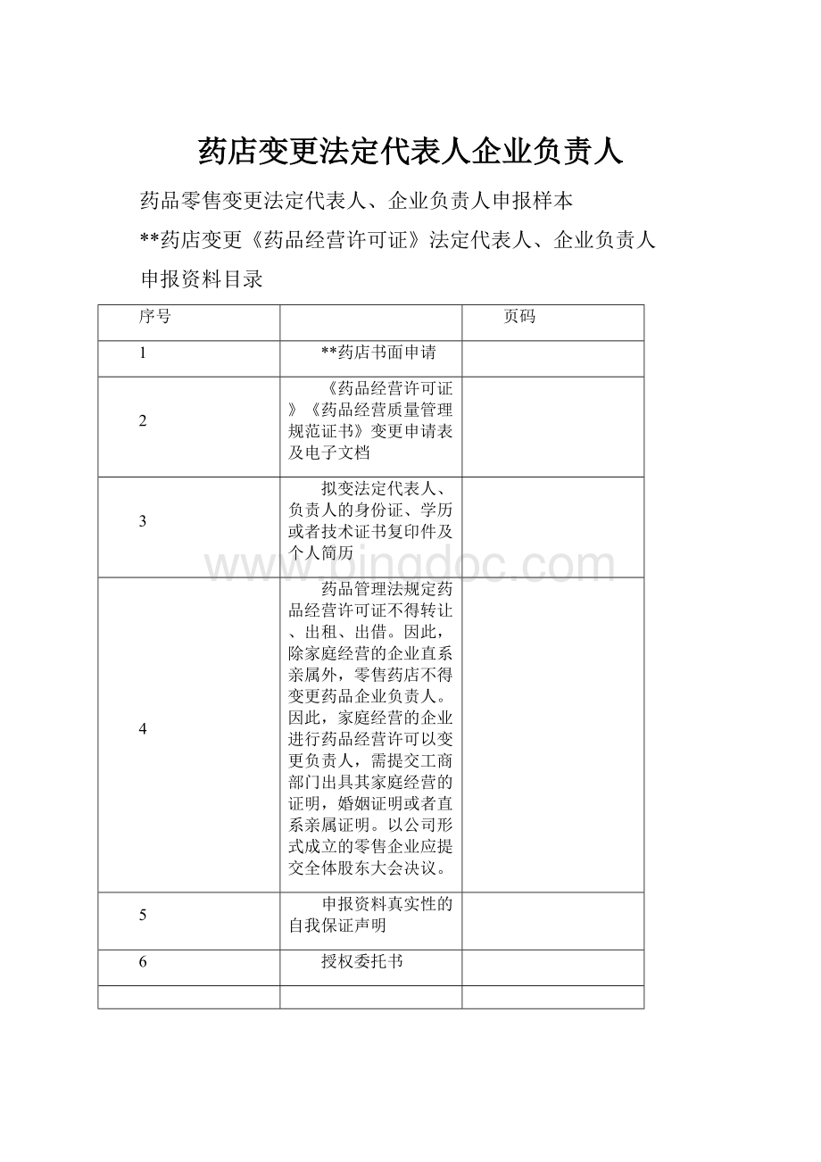 药店变更法定代表人企业负责人.docx_第1页