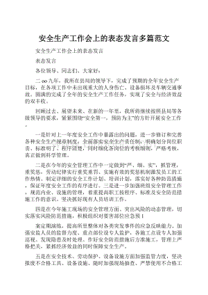 安全生产工作会上的表态发言多篇范文.docx