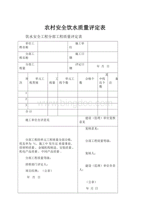 农村安全饮水质量评定表.docx