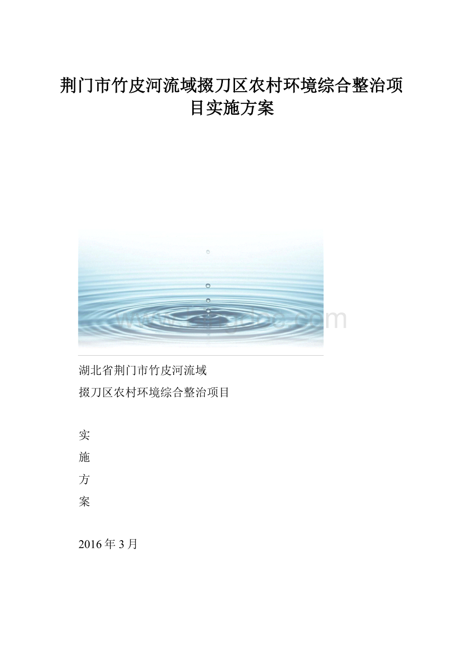 荆门市竹皮河流域掇刀区农村环境综合整治项目实施方案.docx