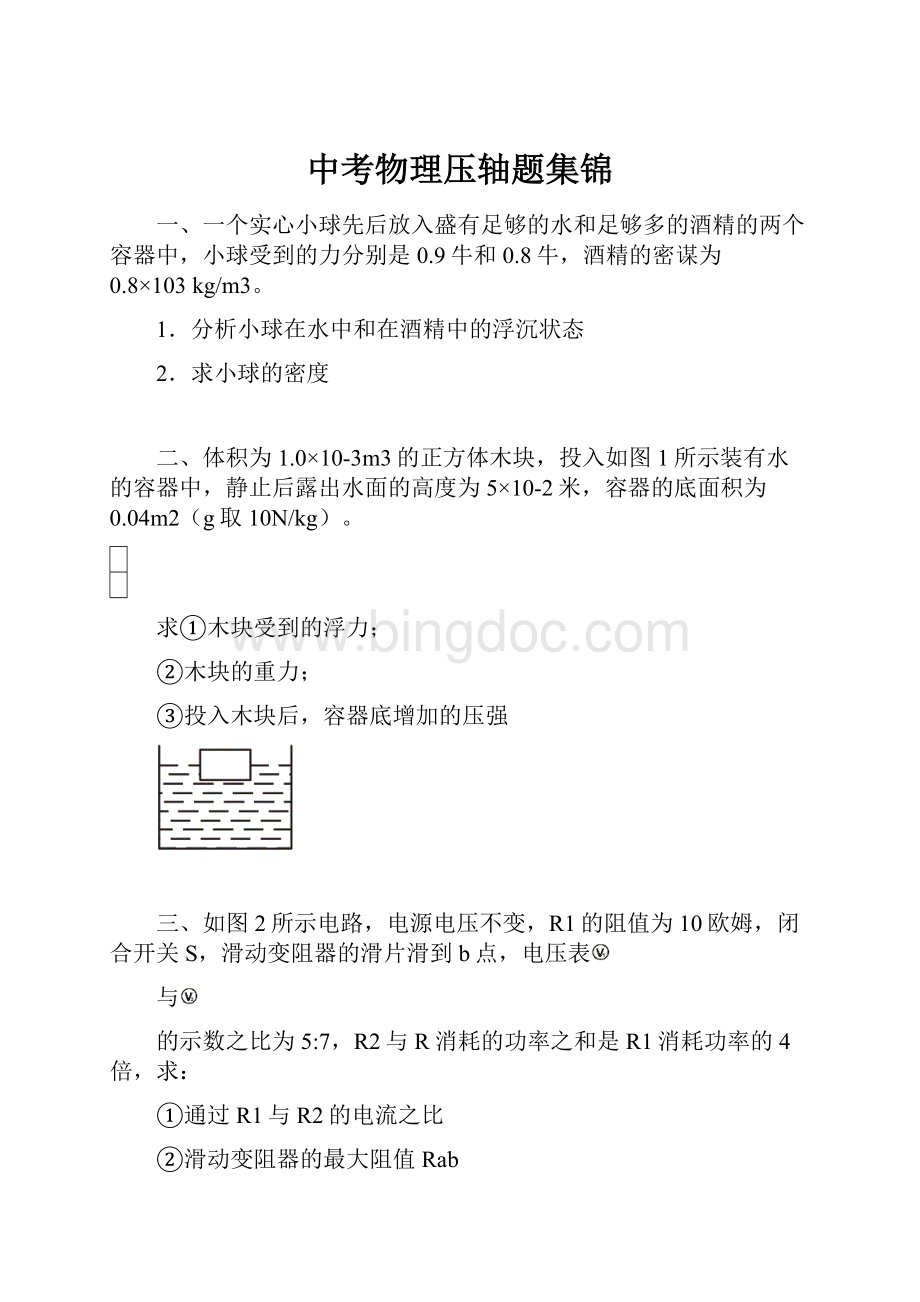 中考物理压轴题集锦.docx