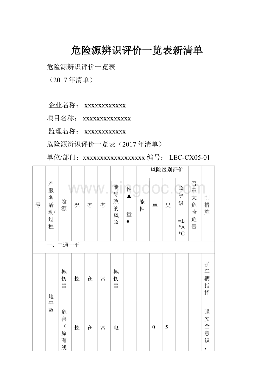 危险源辨识评价一览表新清单.docx_第1页