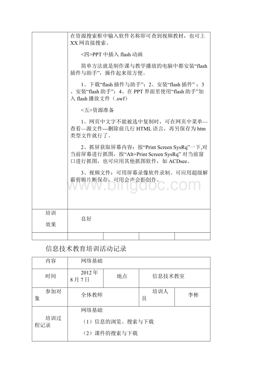 刘铭庄小学教师信息技术培训记录.docx_第2页