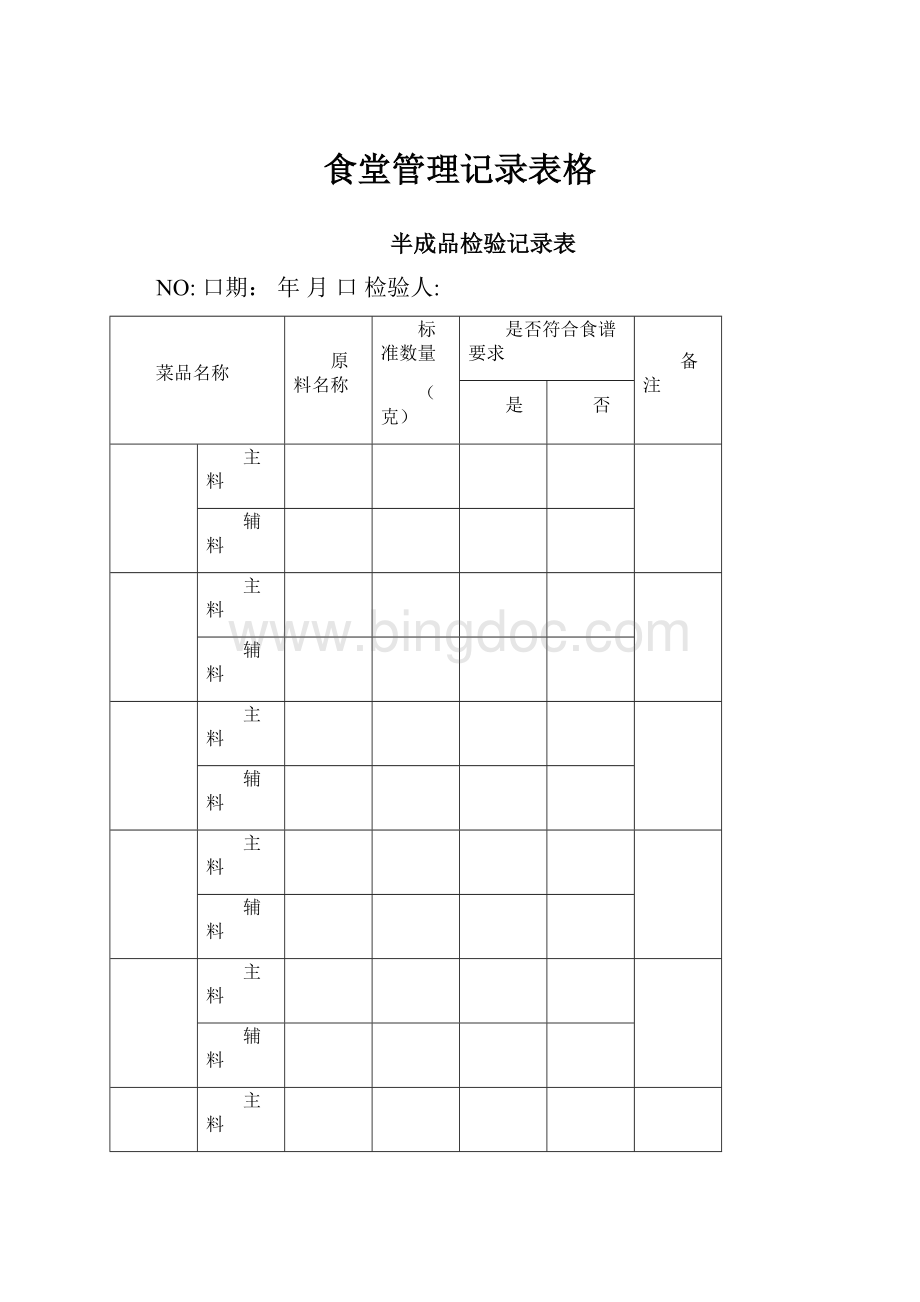 食堂管理记录表格.docx