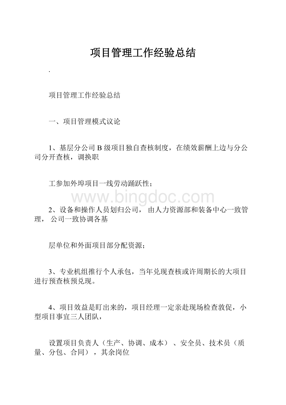 项目管理工作经验总结.docx