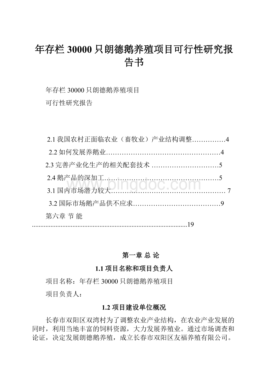 年存栏30000只朗德鹅养殖项目可行性研究报告书.docx