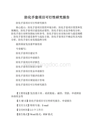 防化手套项目可行性研究报告.docx