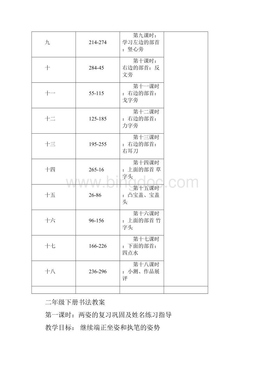 小学二年级书法教学计划教案.docx_第3页