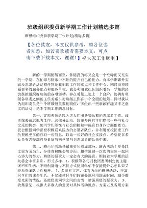 班级组织委员新学期工作计划精选多篇.docx