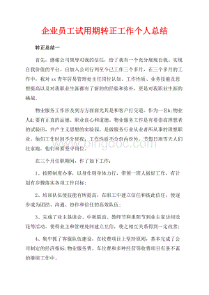 企业员工试用期转正工作个人总结（共6页）3400字.docx