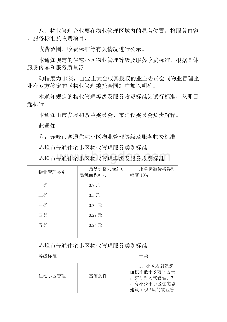 赤峰市物业管理类别及收费标准.docx_第3页