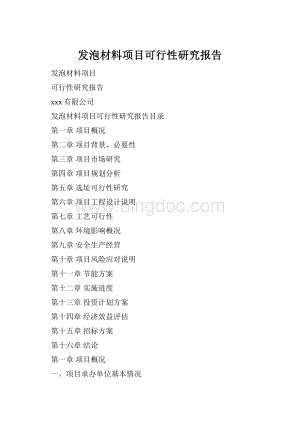 发泡材料项目可行性研究报告.docx