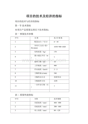 项目的技术及经济的指标.docx