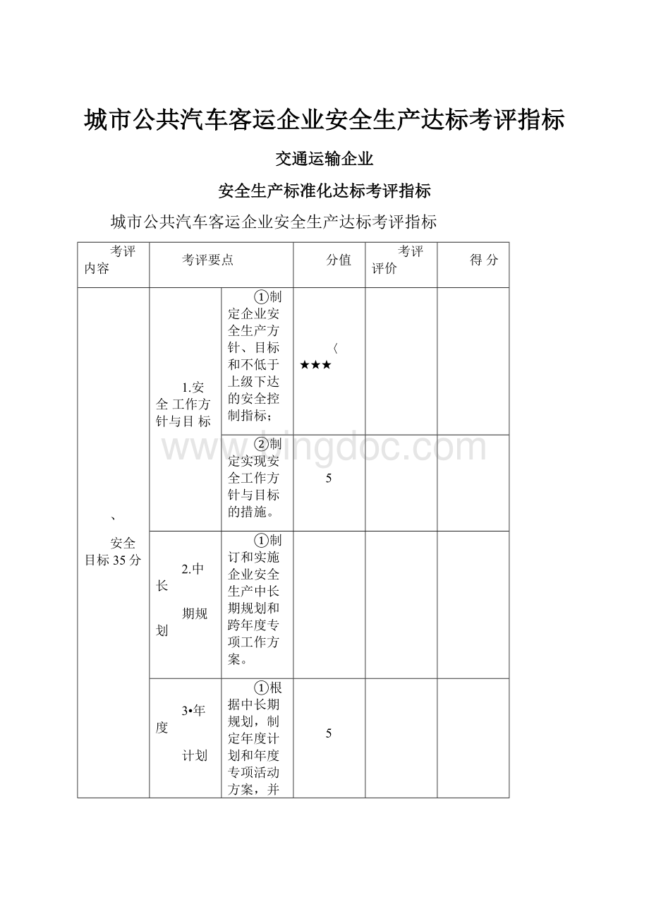 城市公共汽车客运企业安全生产达标考评指标.docx_第1页