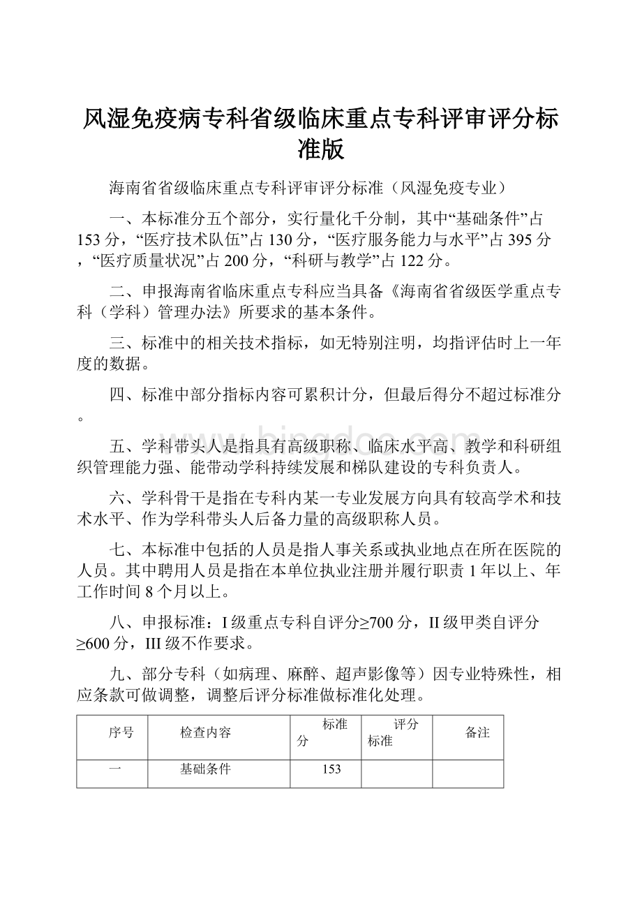 风湿免疫病专科省级临床重点专科评审评分标准版.docx_第1页