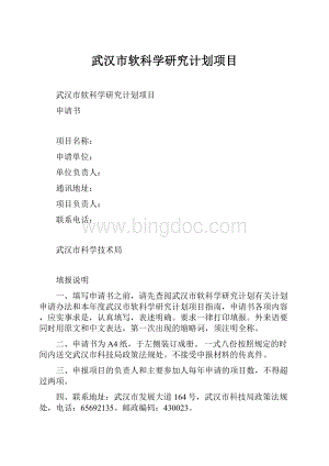 武汉市软科学研究计划项目.docx