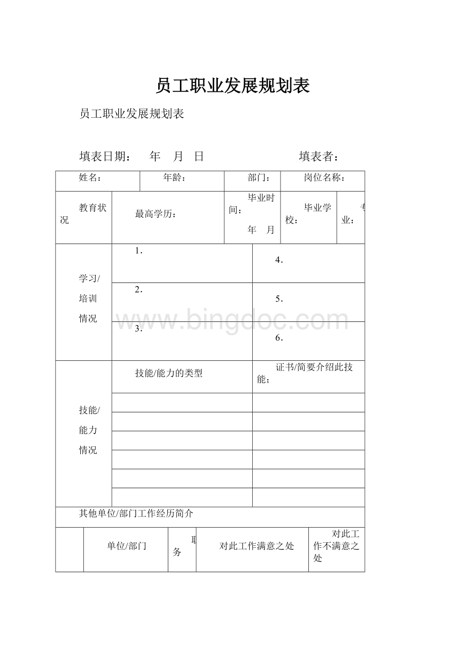 员工职业发展规划表.docx_第1页