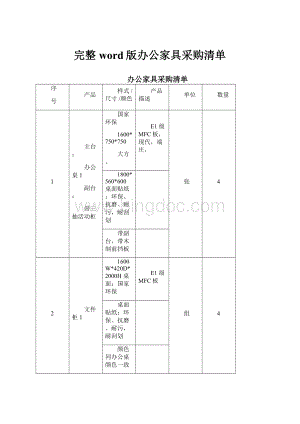 完整word版办公家具采购清单.docx