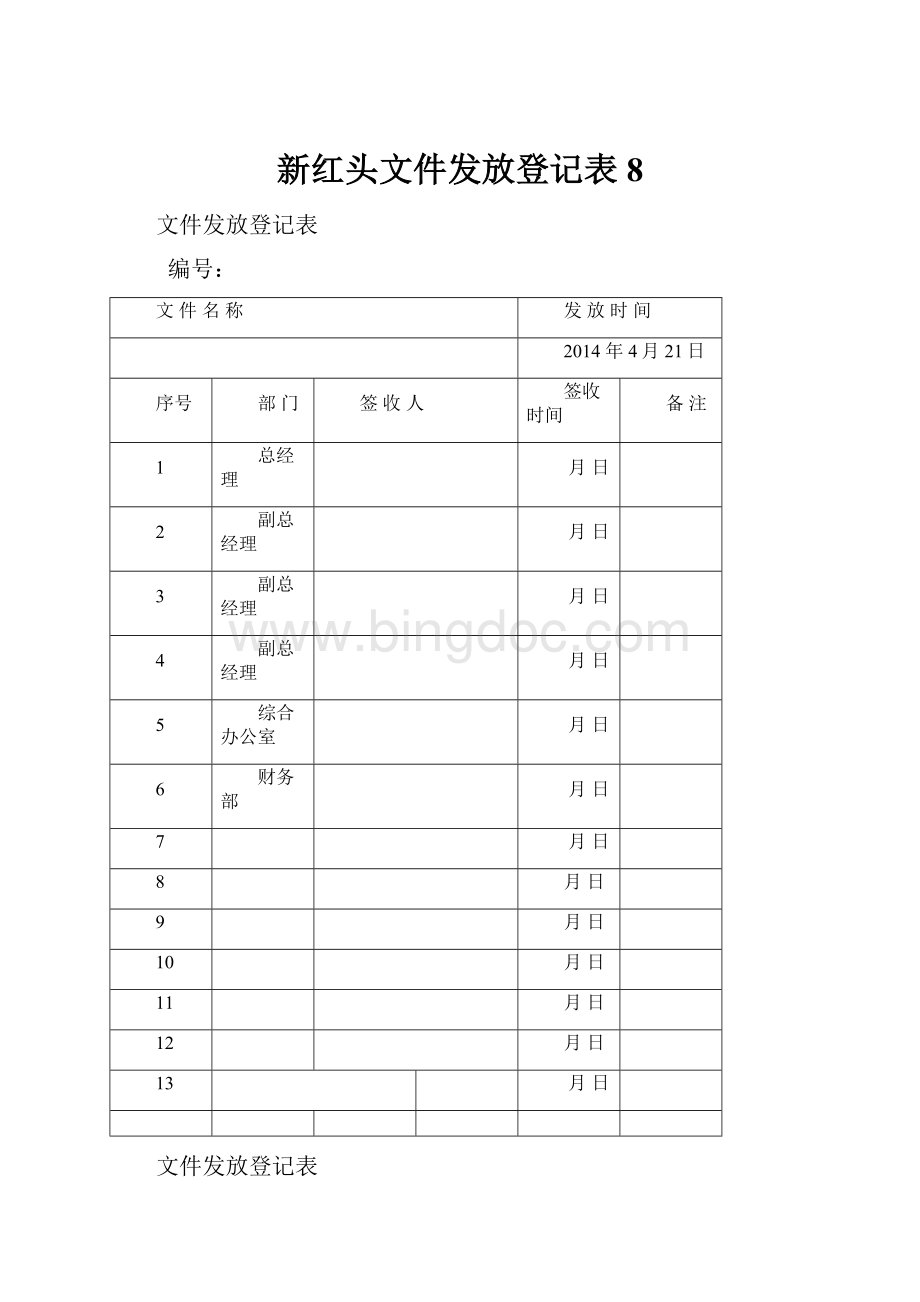 新红头文件发放登记表8Word下载.docx