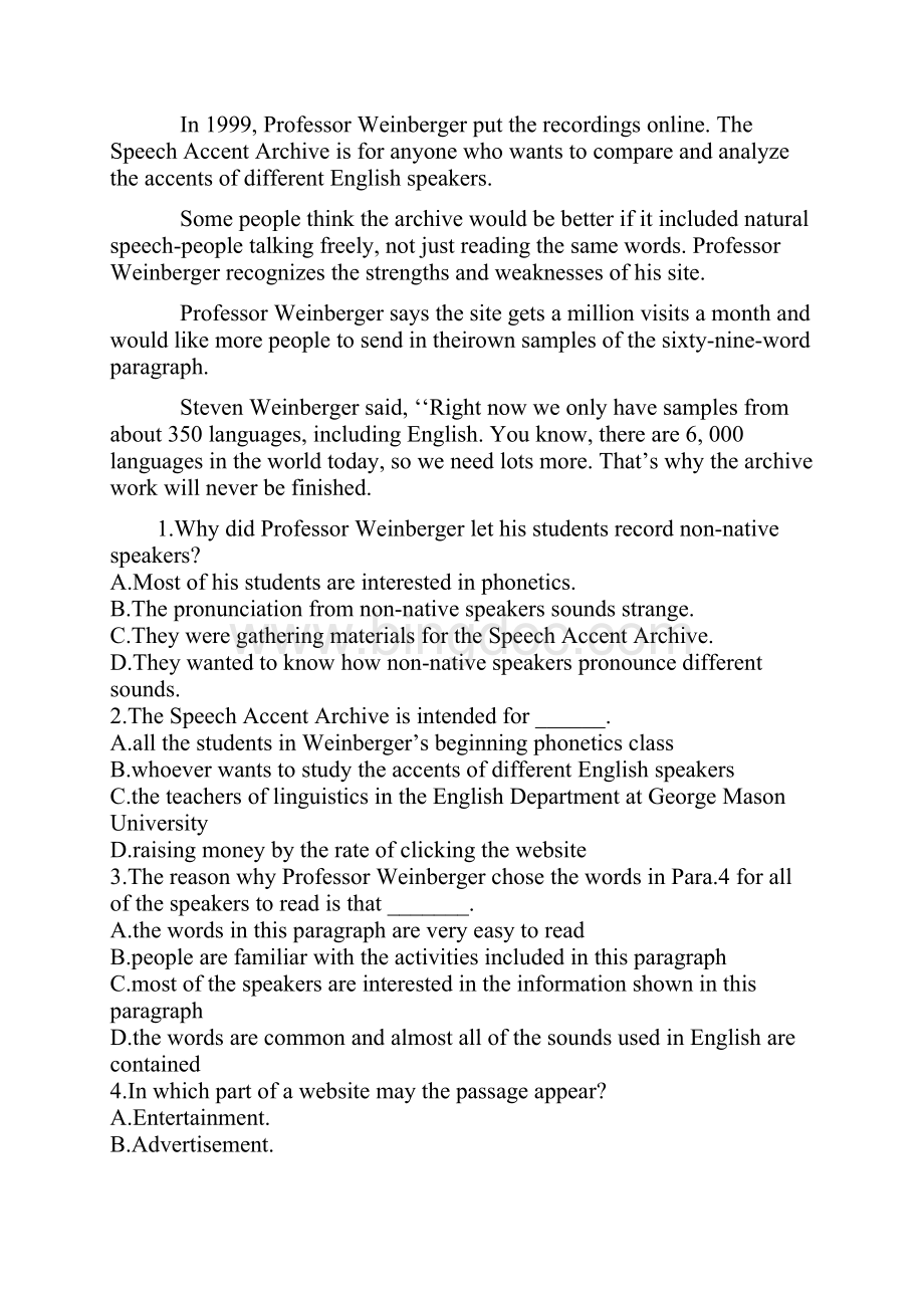 高中英语版二轮题海特训营3阅读理解 细节理解三含答案.docx_第3页