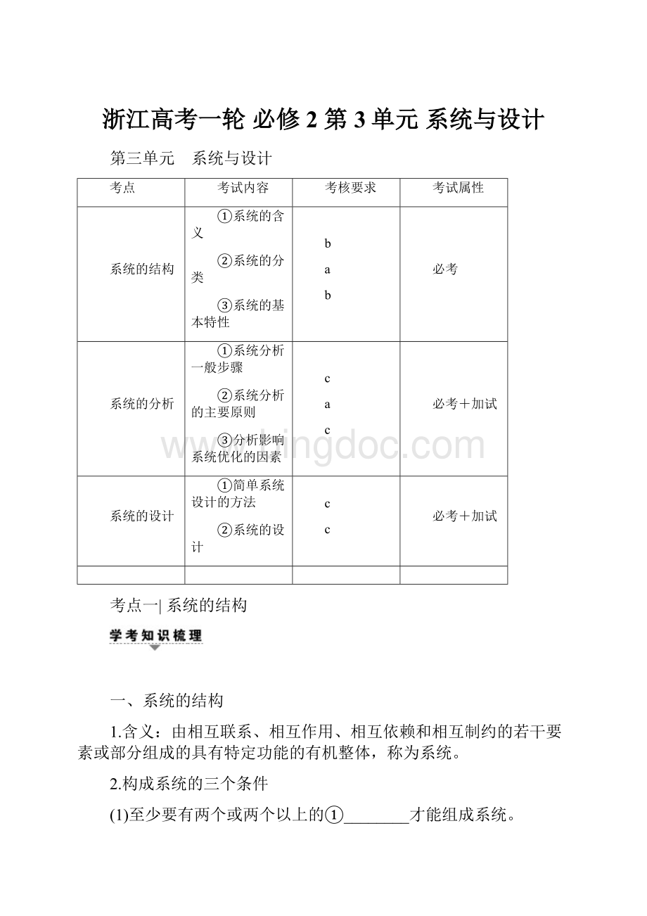 浙江高考一轮 必修2 第3单元 系统与设计.docx_第1页