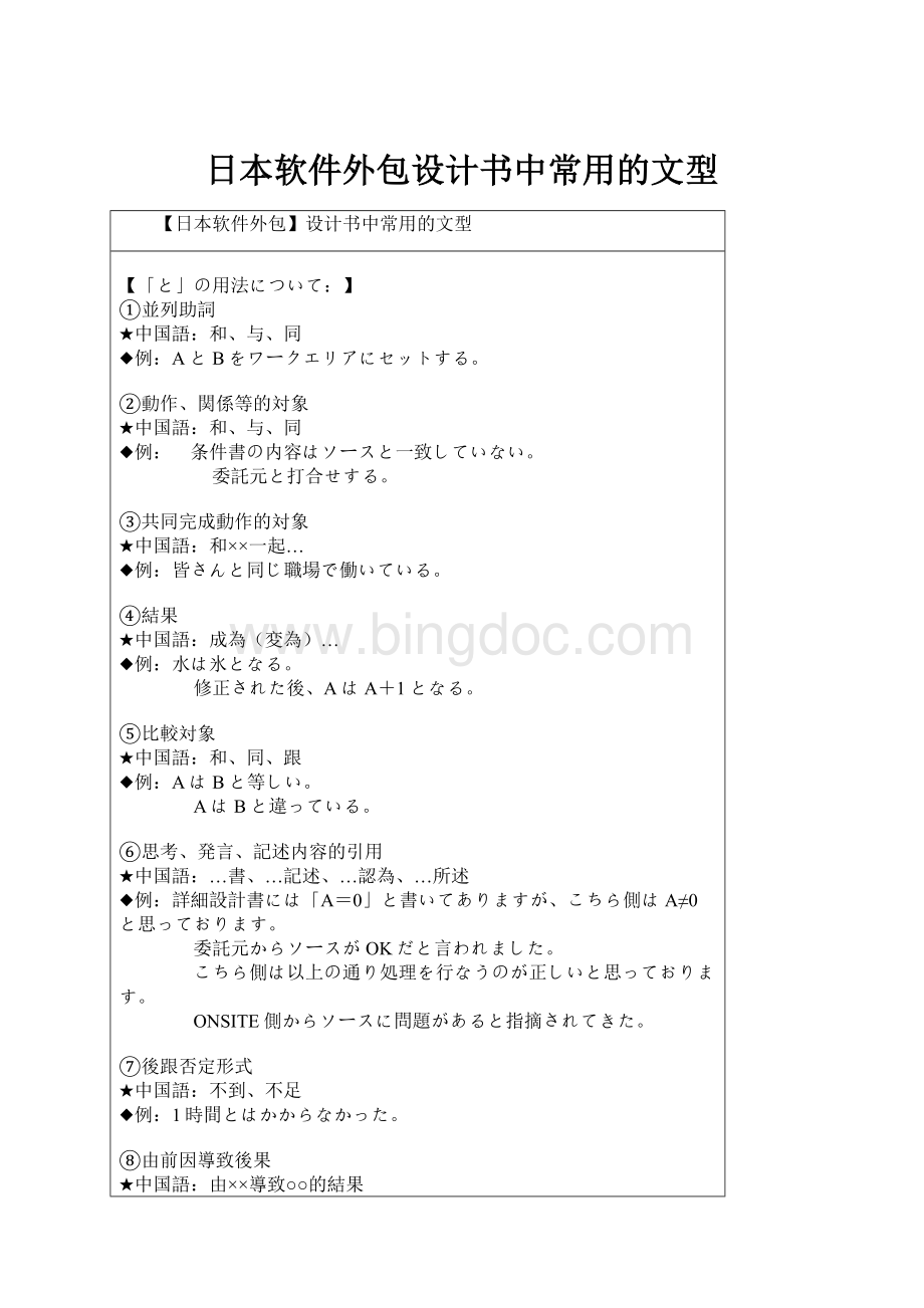 日本软件外包设计书中常用的文型.docx